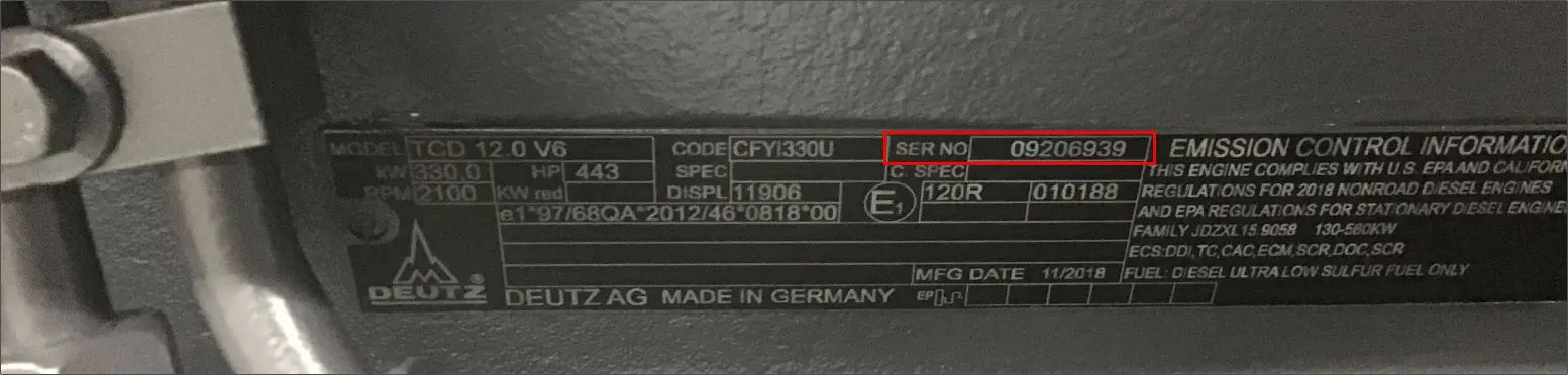 You can find your engine number here.
