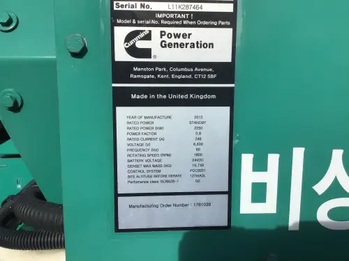 GÉNÉRATEUR CUMMINS QSK60-G9 2813 KVA D'OCCASION - Miniature 7