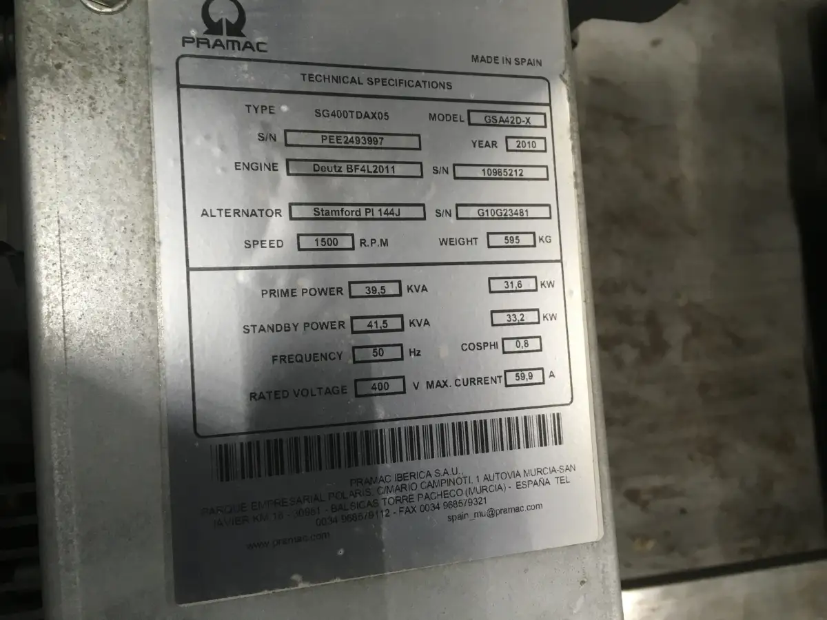 DEUTZ BF4L2011 GENERATOR 40KVA NEW - Picture 7