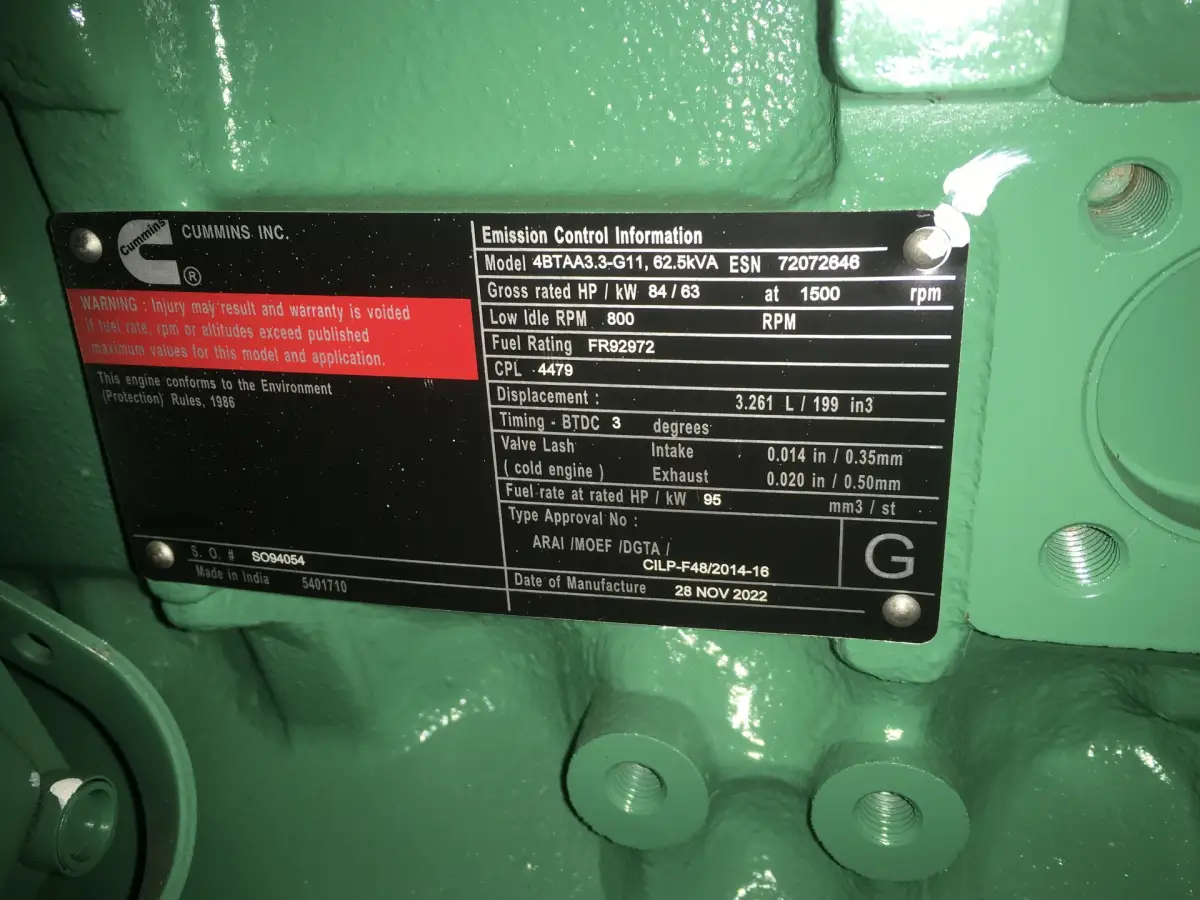 CUMMINS 4BTAA3.3-G11 GENERADOR 50KVA NUEVO - Imagen 7