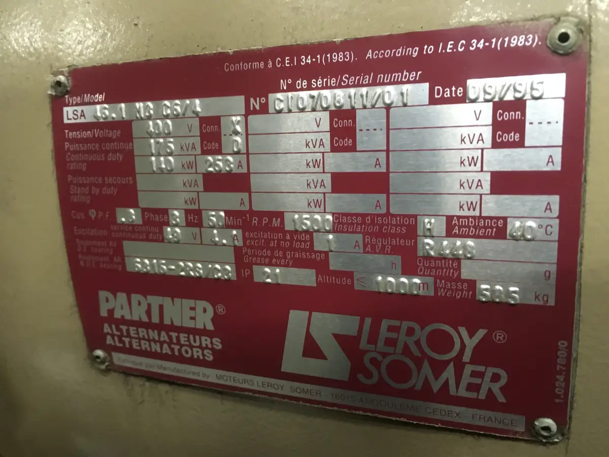 CUMMINS 6CTA 8.3-G GENERATOR 175KVA CPL0831 USADO - Imagen 6