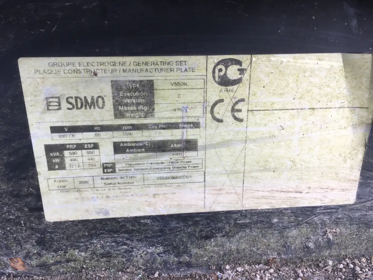 GENERADOR VOLVO V550K 550KVA USADO - Imagen 5