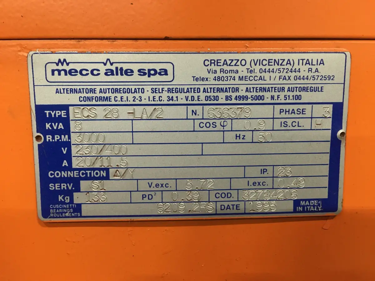 RUCCERINI MD190 GENERATOR 8 KVA USED - Picture 6