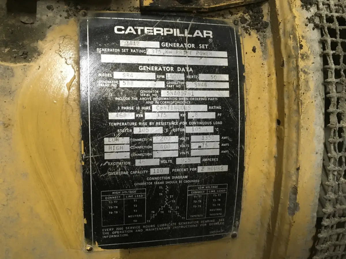 CATERPILLAR 3412 38S GENERATOR 468 KVA USED - Picture 7