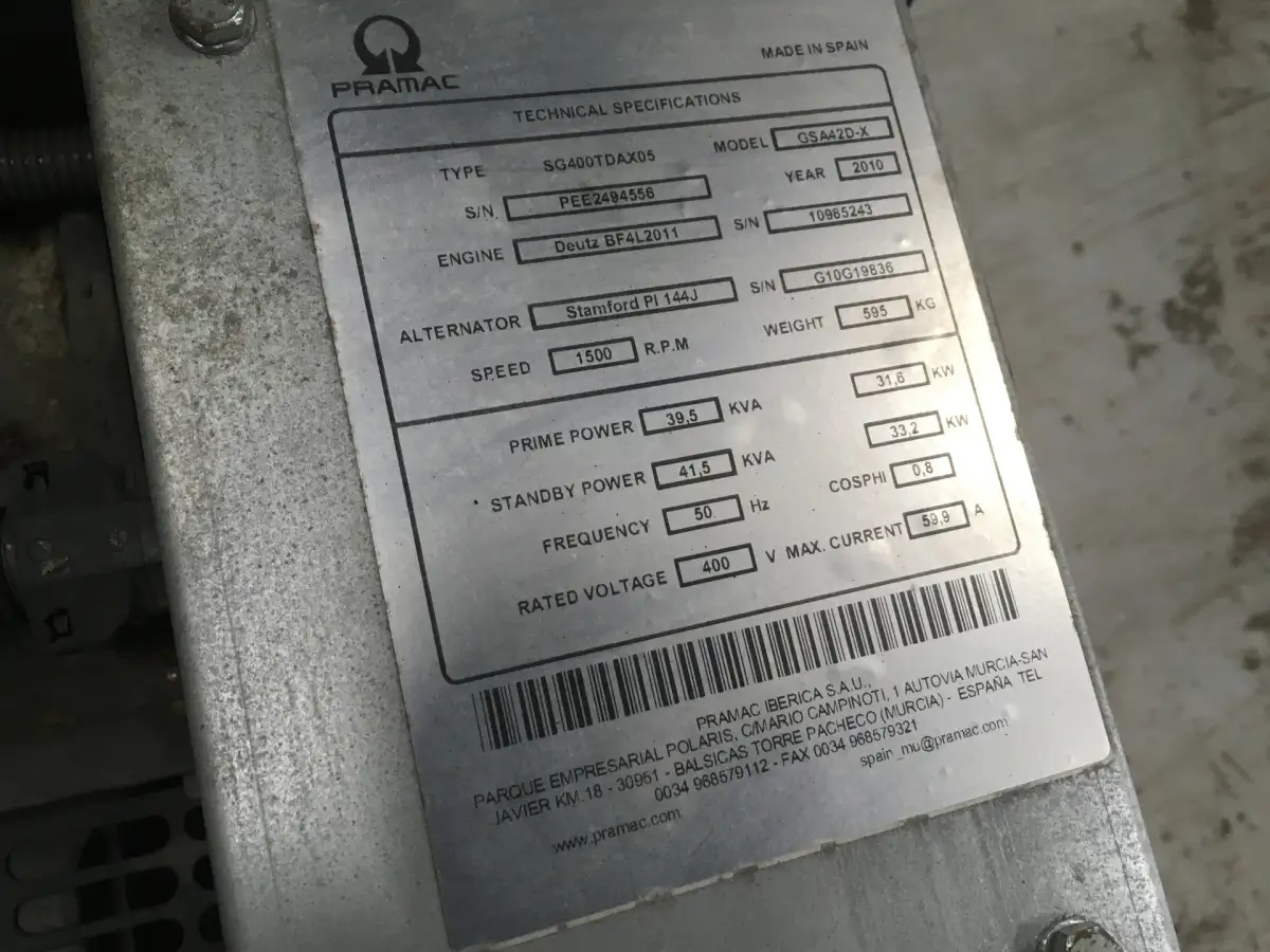 DEUTZ BF4L2011 GENERATOR 40KVA NEW - Picture 6