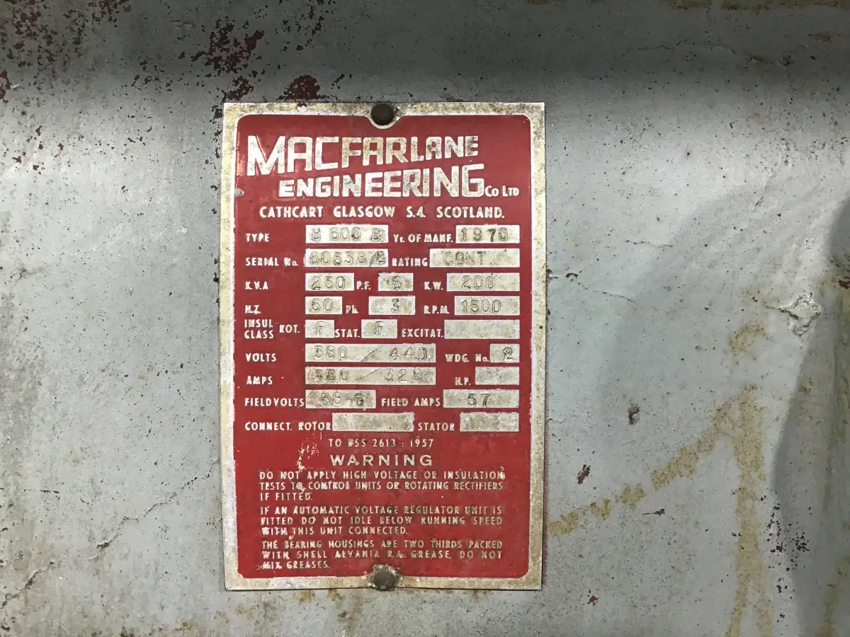 MAC FARLANE B600B GENERATOR 250 KVA GEBRAUCHT – Bild 8
