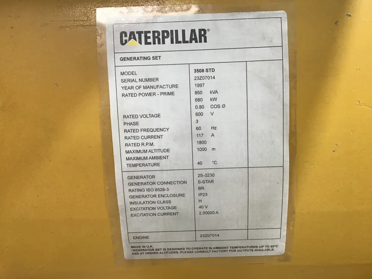 CATERPILLAR 3512 24Z 8N-5806 GENERATOR 850 KVA GEBRAUCHT – Bild 6