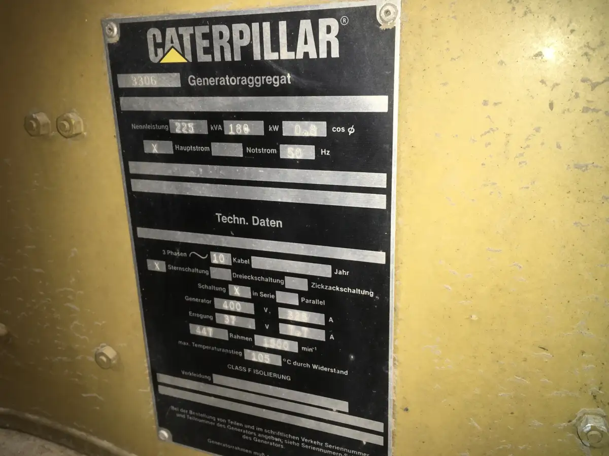 CATERPILLAR 3306B GENERATOR 225KVA USED - Picture 9