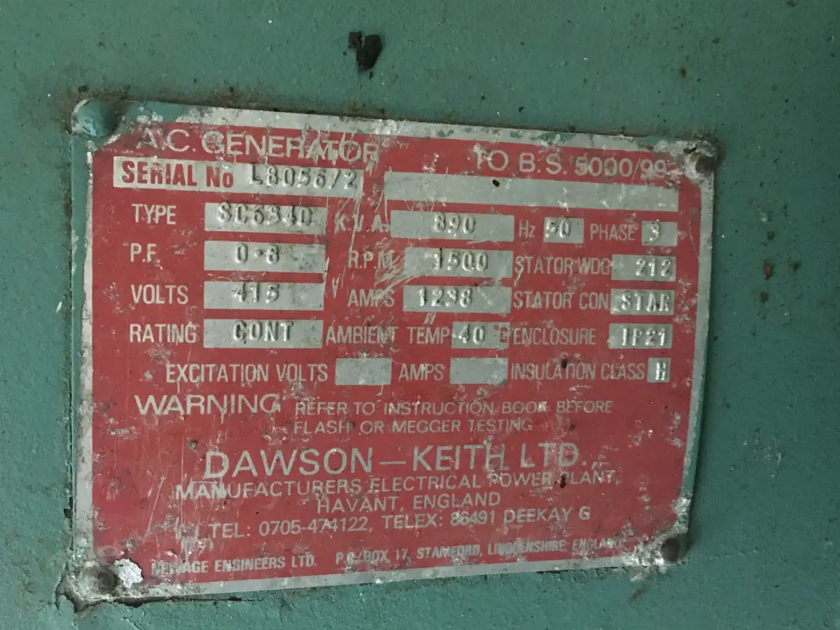 DAWSON-KEITH SC6340 GENERATOR 890 KVA GEBRAUCHT – Bild 3