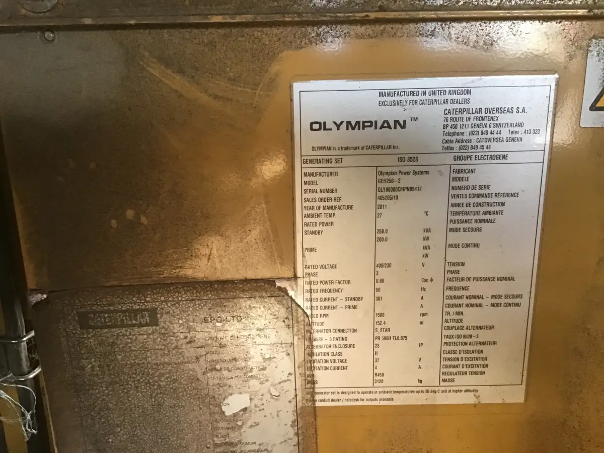 OLYMPIAN GEH250 GENERATOR 250KVA USED - Picture 3