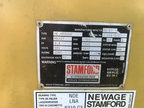 ГЕНЕРАТОР STAMFORD HC.M734H2 1500 KVA Б/У - Миниатюра 6