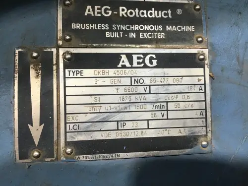 USED AEG DKBH 4506/04 GENERATOR 1875 KVA - Thumb image 7