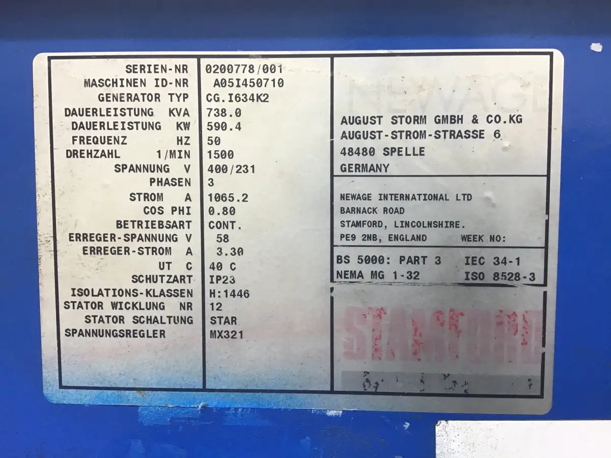 ГЕНЕРАТОР STAMFORD A05I450710 738 KVA Б/У - Фото 7