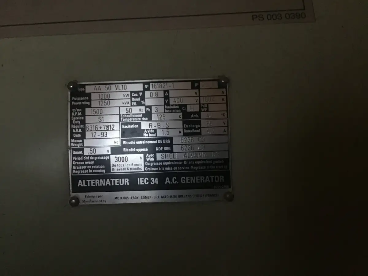 KAWASAKI M1A-01 GENERATOR 1250 KVA GEBRUIKT - Afbeelding 10