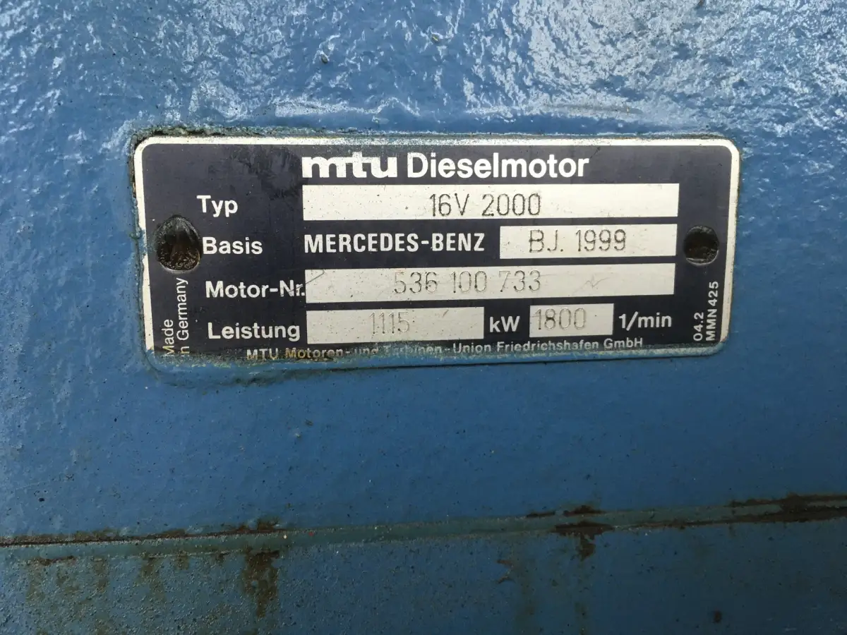 GEGEVENS MTU 16V2000 GENERATOR 1250KVA - Afbeelding 7