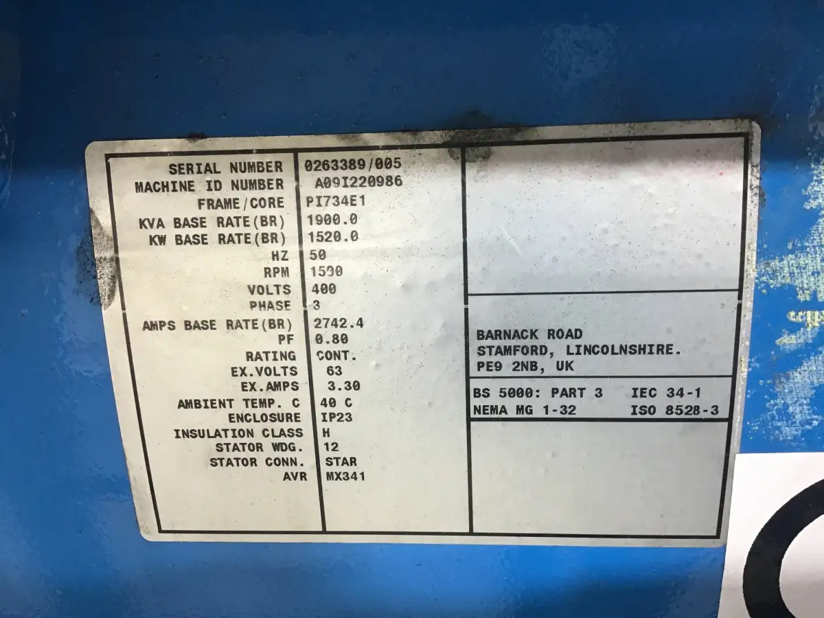 STAMFORD A09I220986 GENERATOR 1900 KVA USED - Picture 7