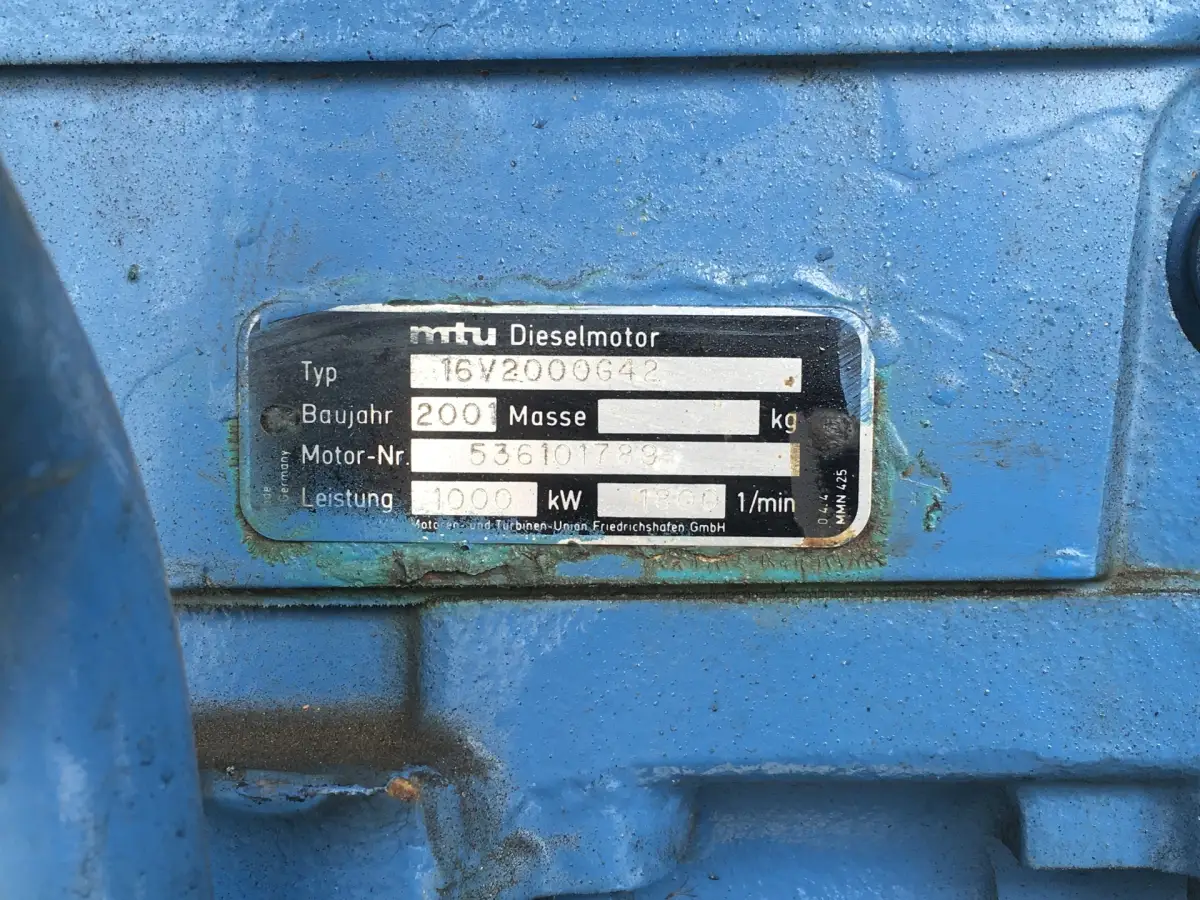 GEGEVENS MTU 16V2000G42 GENERATOR 1125KVA - Afbeelding 6