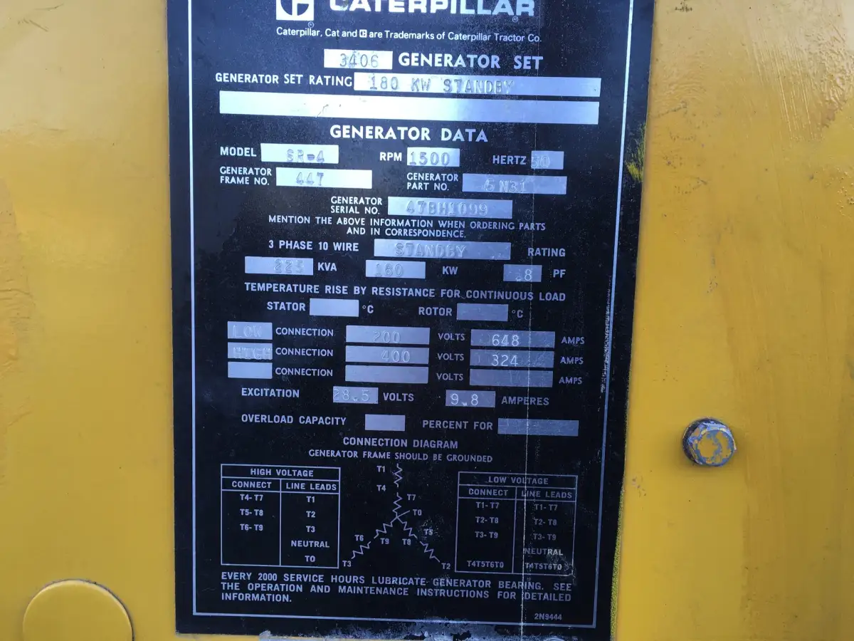 CATERPILLAR 3406DI GENERATOR 225KVA USED - Picture 7