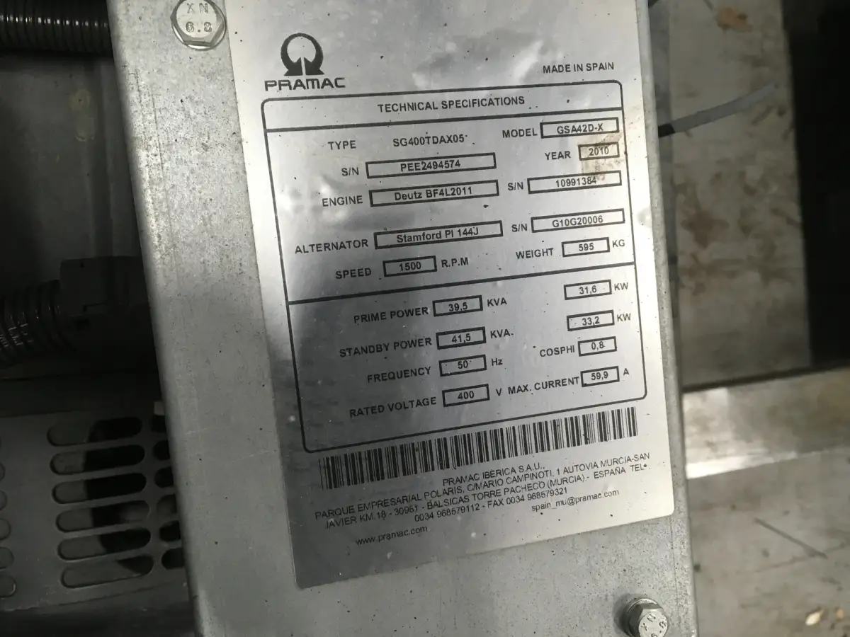 DEUTZ BF4L2011 GENERATOR 40KVA NEW - Picture 7
